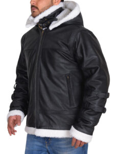 Shearling Black Leather Jacket - Image 4