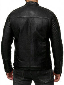 Men Piped Sleeve Motorcycle Jacket - Mauve Tree - Image 2