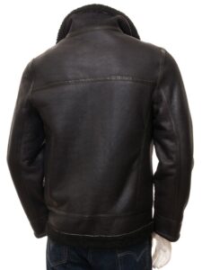 Men Black Shearling B3 Leather Jacket - Image 2