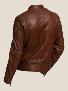 Men Slimfit Leather Jacket - Mauve Tree - Image 3