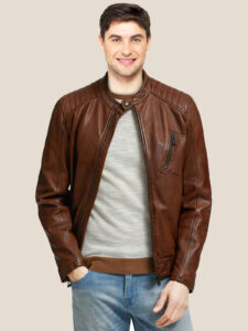 Men Slimfit Leather Jacket - Mauve Tree - Image 2