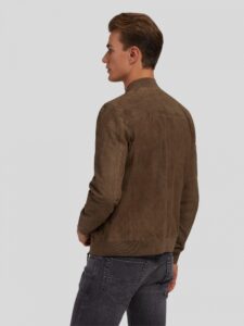 men suede leather brown bomber jacket - Image 2