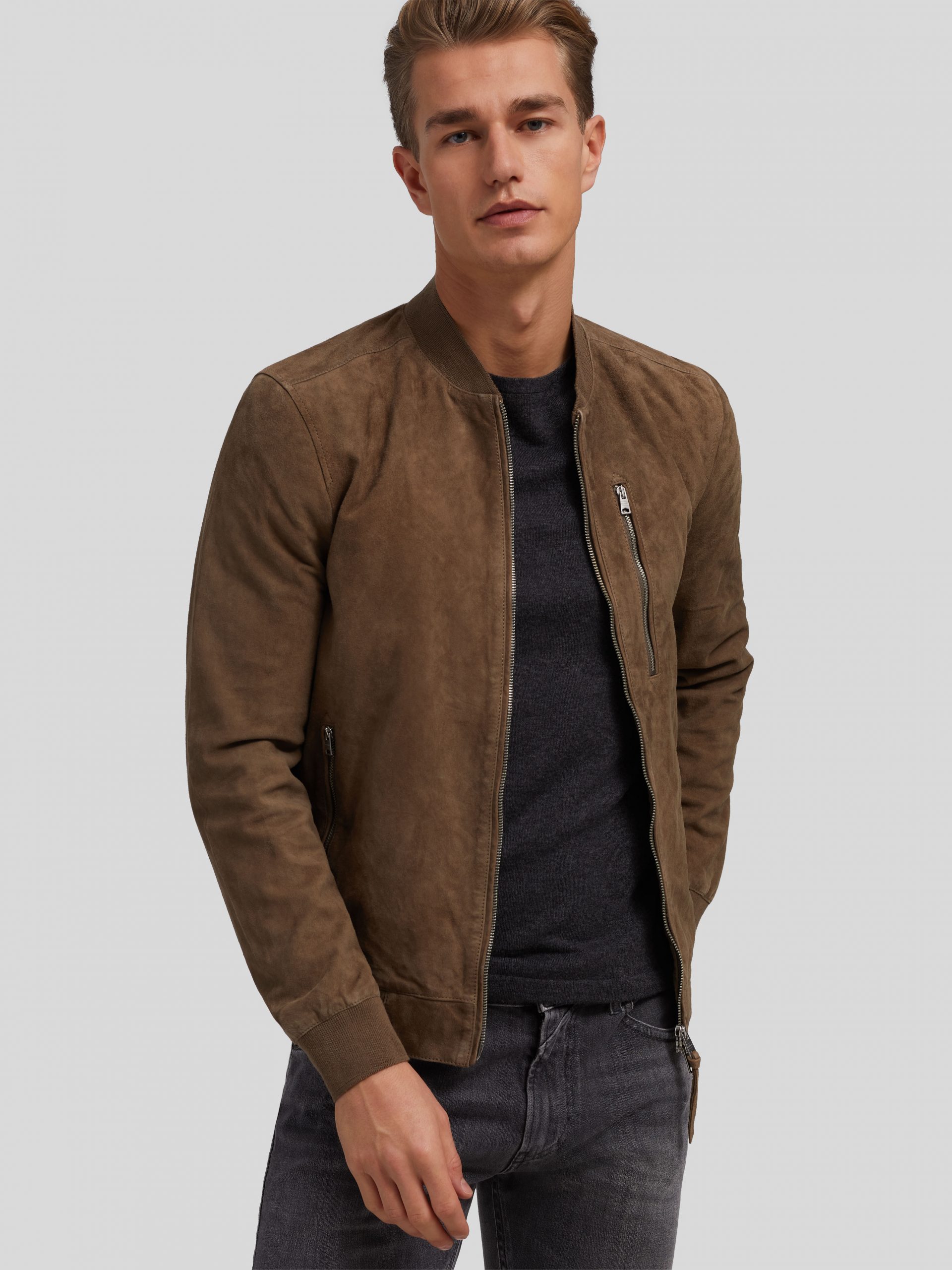 Men-Suede-Leather-Brown-Bomber-Jacket-Featured-scaled-1.jpg men suede leather brown bomber jacket - Image 1