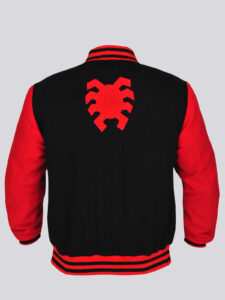 Men Varsity Black and Red Fleece Jacket - Mauve Tree - Image 3