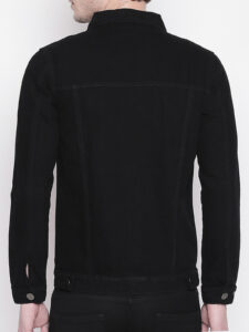 Men Black Cotton Trucker Jacket - Image 3