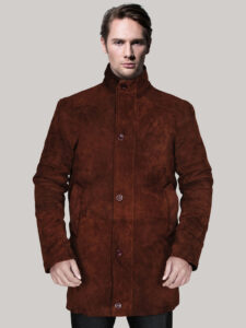 Men's Brown Suede Leather Coat - Mauve Tree - Image 2