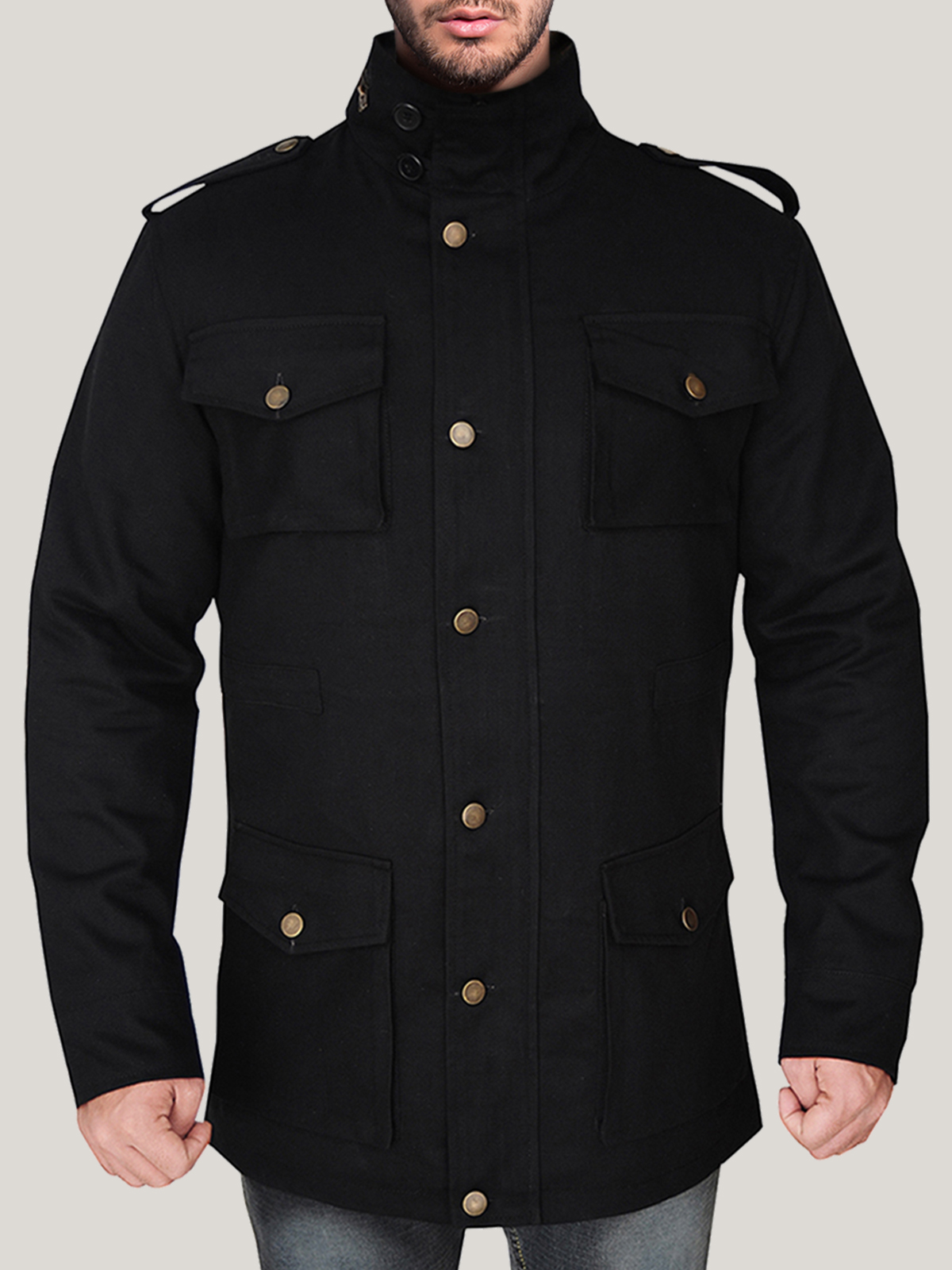 MenE28099s-Classic-Black-Cotton-Long-Jacket-1-1-1-1.jpg Men's Classic Black Cotton Long Jacket - Mauve Tree - Image 1