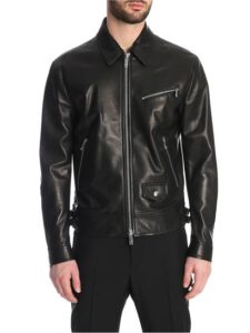 mens black pure leather biker jacket