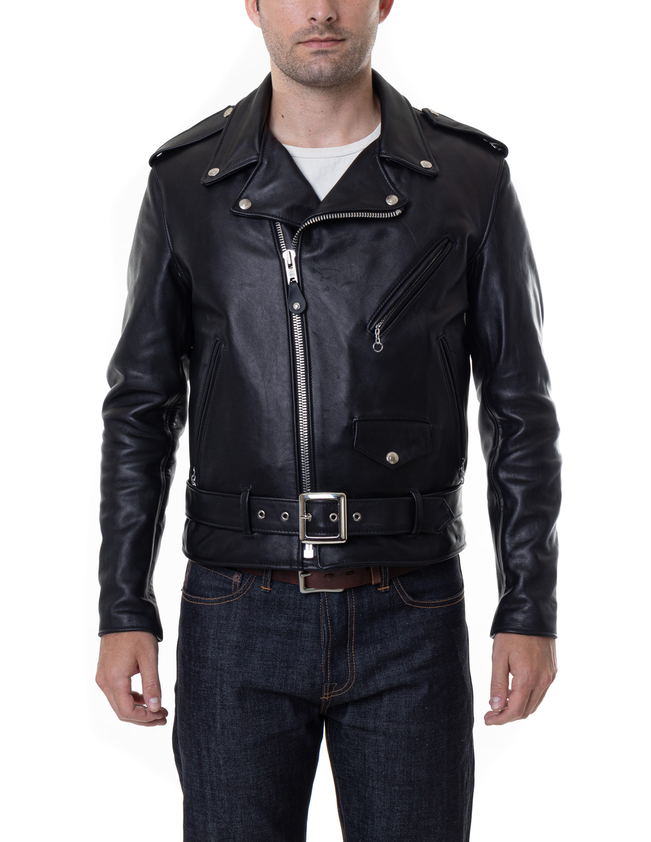 Mens-Black-Real-Leather-Motorcycle-Jacket3-1-1-1-1.jpg Men's Black Real Leather Motorcycle Jacket - Mauve Tree - Image 1