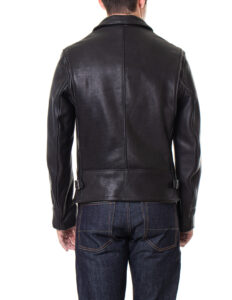 Men's Black Real Leather Rider Jacket - Mauve Tree - Image 4