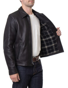 Men's Black Real Leather Rider Jacket - Mauve Tree - Image 3