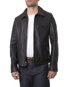Men's Black Real Leather Rider Jacket - Mauve Tree - Image 2