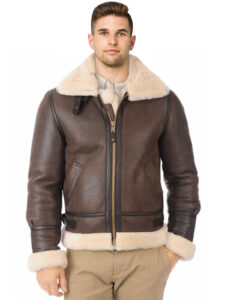 Men's Bomber Leather Jacket - Mauve Tree - Image 3