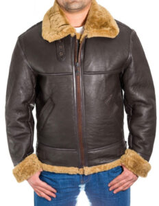 Men B3 Bomber RAF Shearling Jacket - Image 3