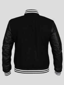 Men's Captivating Deep Black Varsity Jacket - Mauve Tree - Image 3