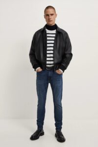 Men's Classy Black Bomber PU Leather Jacket - Mauve Tree - Image 3
