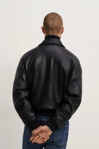 Men's Classy Black Bomber PU Leather Jacket - Mauve Tree - Image 2