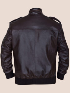 Men's Dapper Brownish Leather Bomber Jacket - Mauve Tree - Image 3