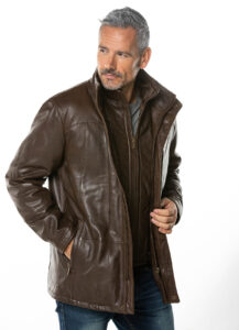 Mens Dark Brown Sassy Leather Coat