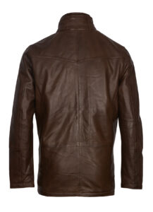 Mens Dark Brown Sassy Leather Coat - Image 2
