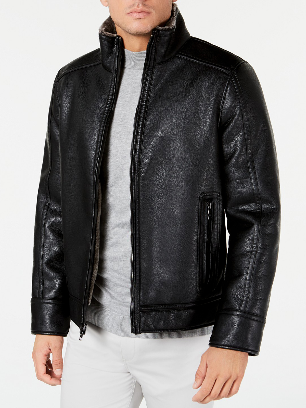 Mens-Faux-Leather-Jacket-With-Faux-Shearling-Lining-Zoom-1-1-1-1.jpg Men's Faux Leather Jacket With Faux Shearling Lining - Mauve Tree - Image 1