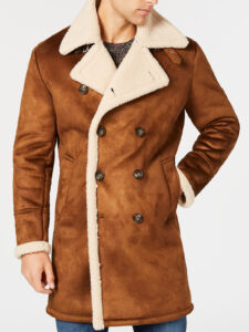 Men's Faux Shearling Overcoat - Mauve Tree