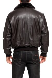 Mens Goatskin Leather Flight Bomber Jacket - Image 3