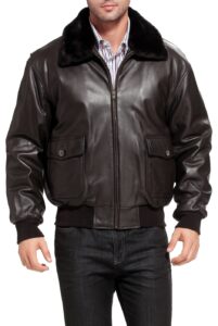 Mens Goatskin Leather Flight Bomber Jacket