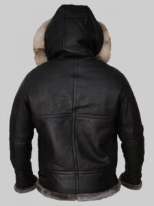 Men's Lavish Black Shearling Jacket With Hoodie - Mauve Tree - Image 2