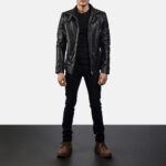 Men Black Legacy Biker Jacket - Mauve Tree