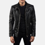 Men Black Legacy Biker Jacket - Mauve Tree - Image 4