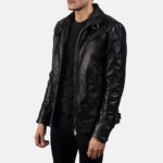 Men Black Legacy Biker Jacket - Mauve Tree - Image 5