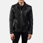 Men Black Legacy Biker Jacket - Mauve Tree - Image 3