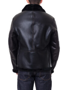 Men's Sheepskin B3 Jacket In Black - Mauve Tree - Image 3