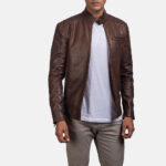 mens velvety dean brown biker leather jacket