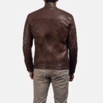 mens velvety dean brown biker leather jacket - Image 2