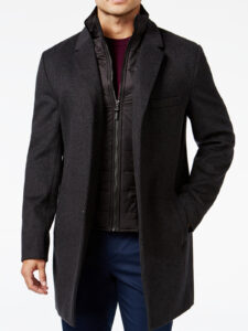 Mens Water Resistant Slim Fit Overcoat