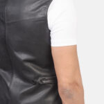 Men Black Leather Vest - Mauve Tree - Image 6