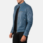 Men Yale Blue Leather Jacket - Mauve Tree - Image 5