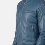Men Yale Blue Leather Jacket - Mauve Tree - Image 6