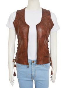 Women Brown Leather Vest