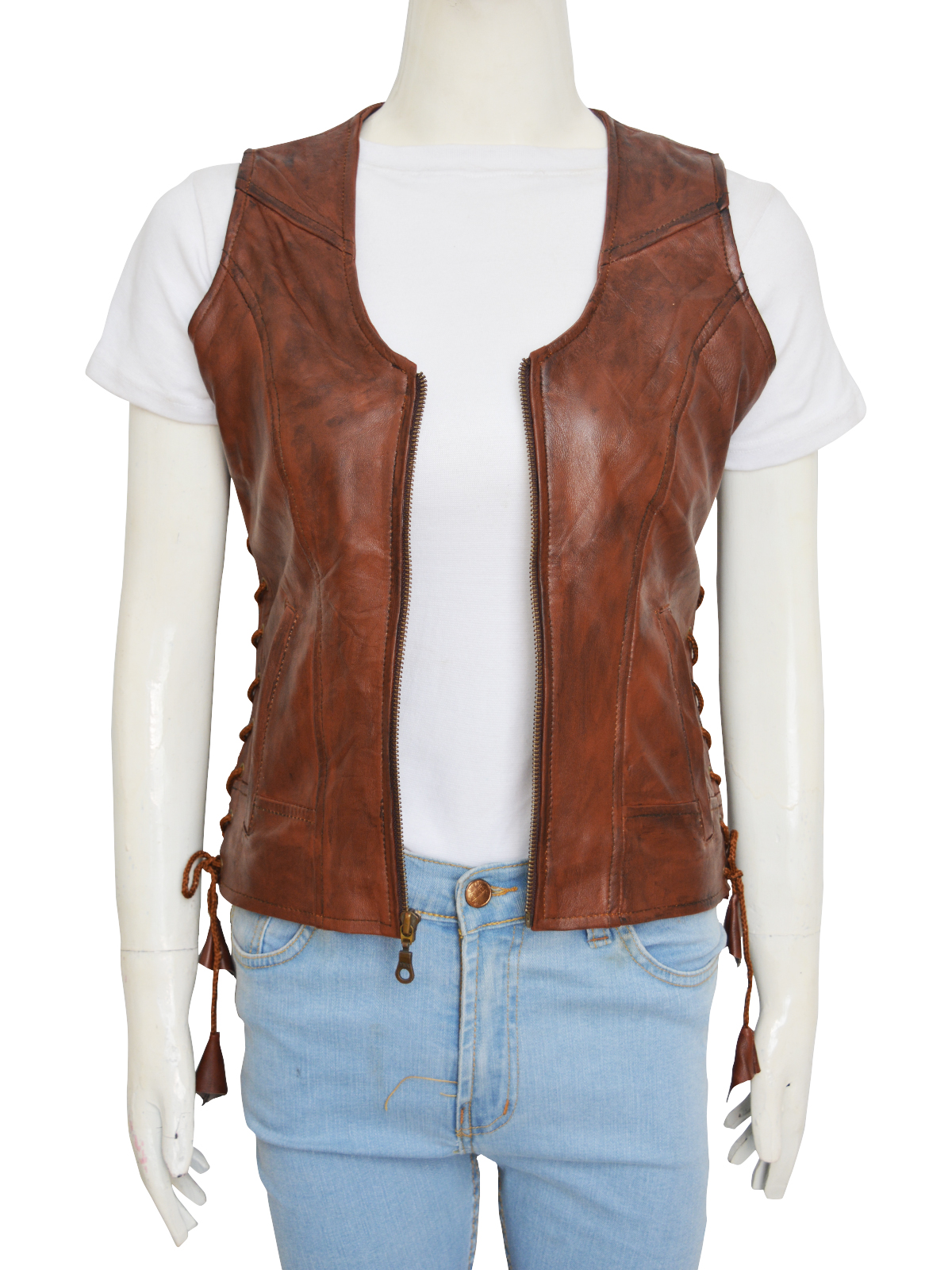 Michonne-Leather-Vest-1.jpg Women Brown Leather Vest - Image 1