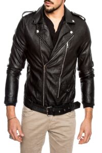 Basic Black Leather Jacket For Men - Image 3