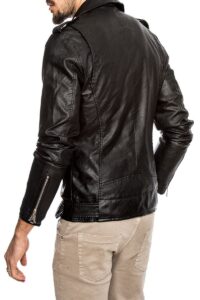 Basic Black Leather Jacket For Men - Image 2