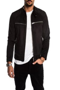 Men Classic Black Cotton Jacket - Image 5