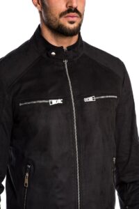 Men Classic Black Cotton Jacket - Image 3