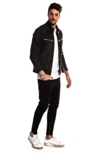 Men Classic Black Cotton Jacket