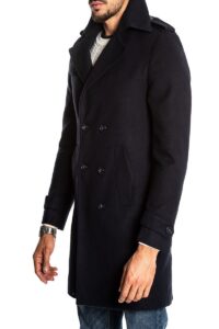 Men Royal Blue Wool Double Breasted Coat - Image 5