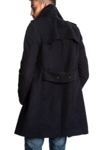 Men Royal Blue Wool Double Breasted Coat - Image 2