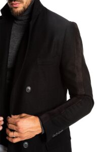 Men Black Wool Walker Coat - Image 5
